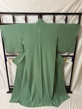 Japan Kimono Iromuji Deep sage green with a textured pattern Pre-owned