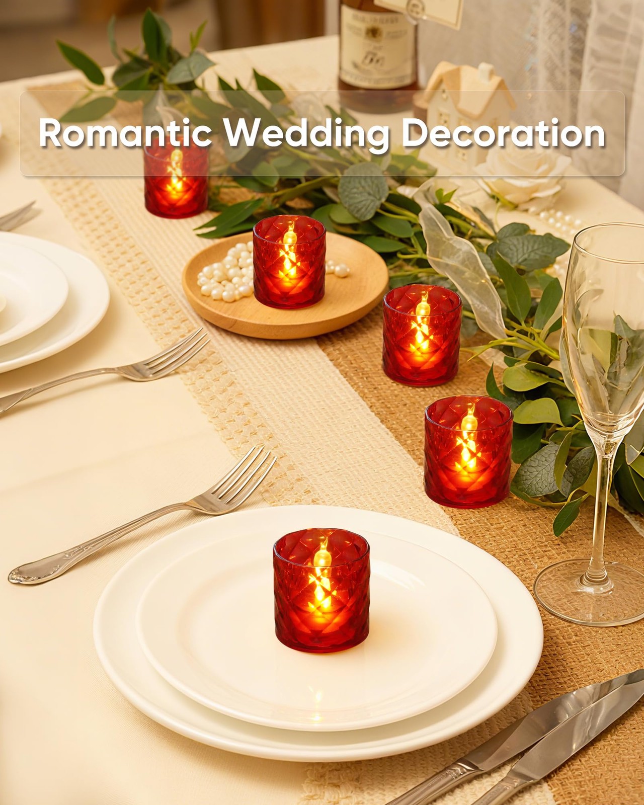 2" x 2" Acrylic Votive Candle Holders with Auto Timer Flameless Led Tealight,...