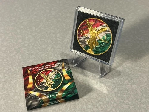 2025 Intaglio Vintage Libertad Tribute Mexican Flag Edition 1oz .999 Silver