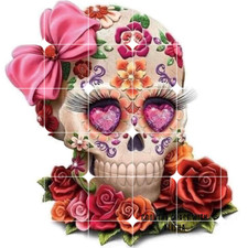 Sublimation Print Floral Sugar Skull Ready to Press Heat Transfer