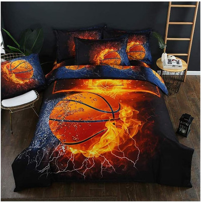 3D Sports Fire Basketball Bedding Set for Teen Boys,Duvet Cover Sets with Pillow