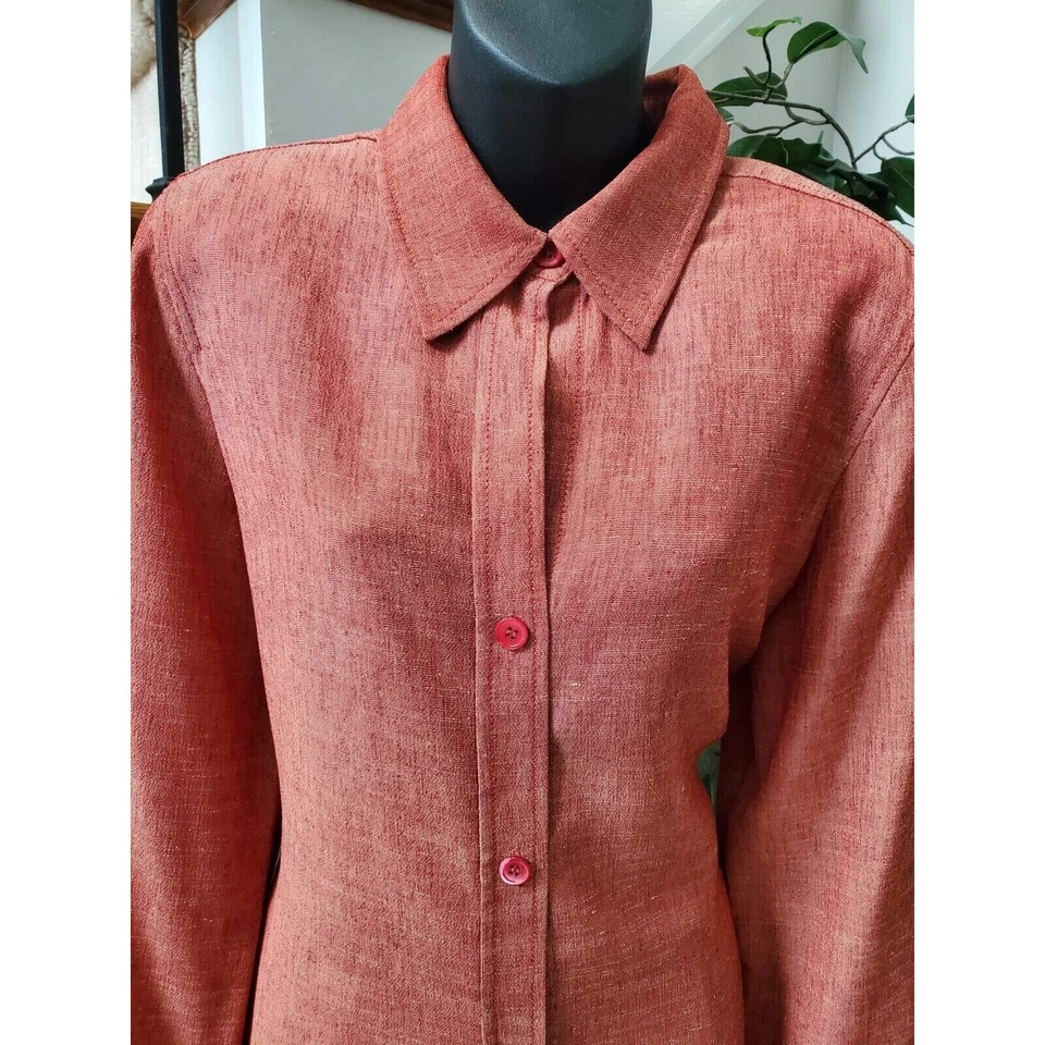 Camisa y pantalón Doncaster naranja poliéster rayón manga larga cuello 2 piezas traje 12 Foto 3 de 4