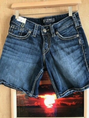 Silver Jeans Suki Short blue denim size W25 x stretch mid-rise
