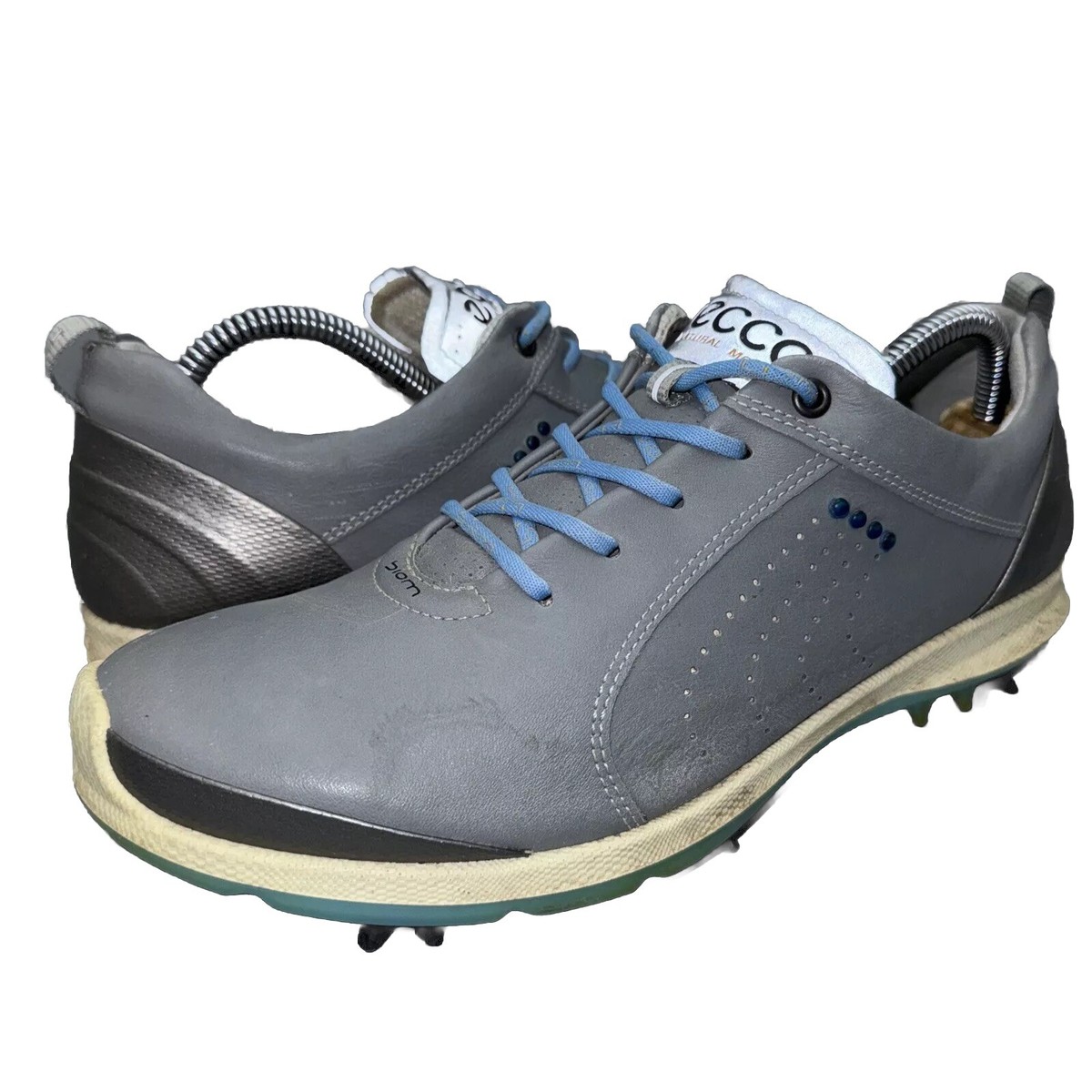 Ecco Biom Hybrid Gray Teal Leather Lace Up Golf Shoes Womens Size