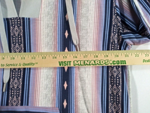 C&C California Womens Large Pullover Hoodie Top Blue Pink Aztec Beach Sweatshirt - Picture 14 of 15