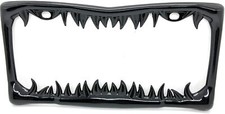 Shark Tooth Black Painted Metal License Plate Frame 1-piece