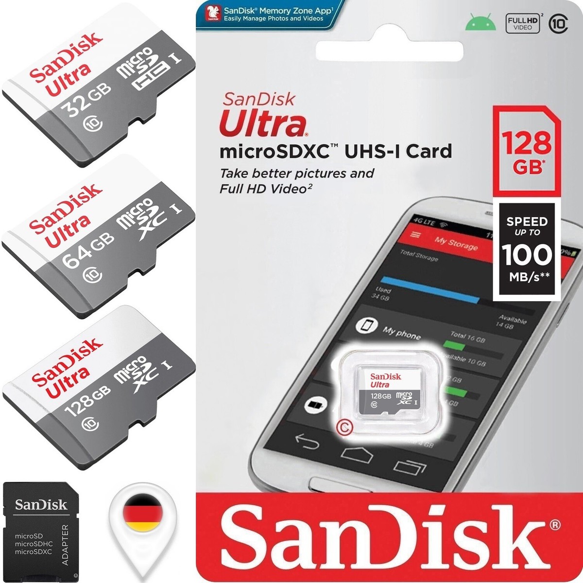 SanDisk Ultra Micro SD Memory Card 16GB 32GB 64GB 128GB