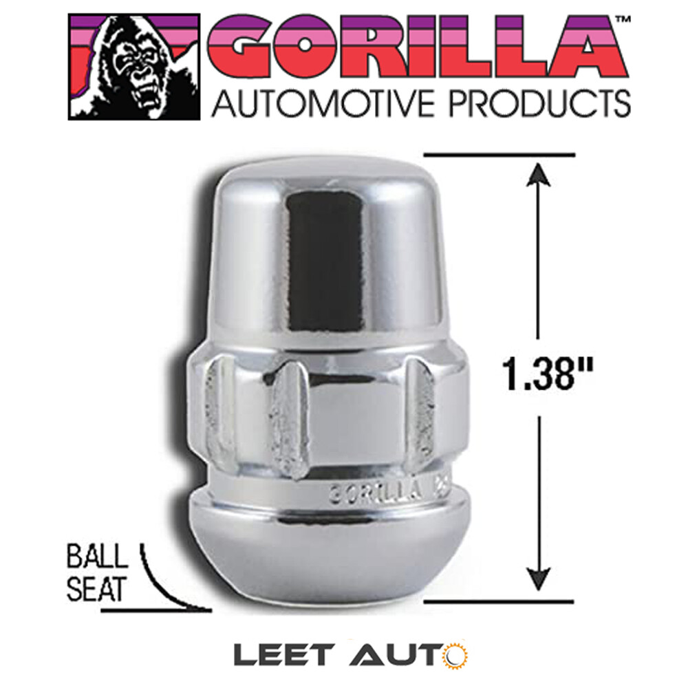 Gorilla Wheel Locks, Honda Acura Radius/Ball Seat, Chrome, 12mm x