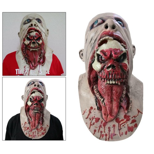 ZOMBIE LATEX FACE MASK SCARY HALLOWEEN HORROR COSTUME FANCY DRESS ACCESSORIES - Picture 4 of 12