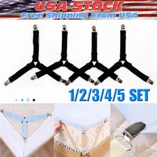 4Bed Sheet Fasteners Adjustable Elastic Suspenders Straps Mattress Covers Clips