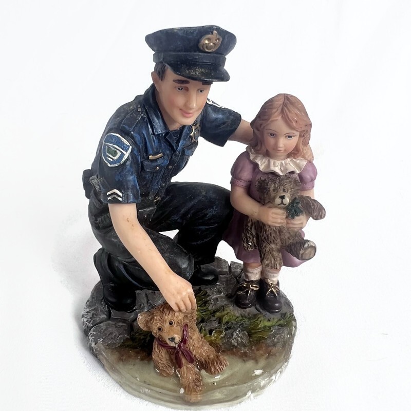 Blue Hats of Bravery Police Teddy Rescue 5" Sculpture Figure 1998