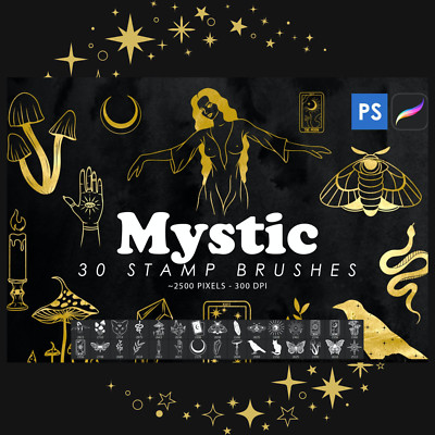 Mega Bundle of 300 Stamp Brushes for Photoshop & Procreate | Mystic