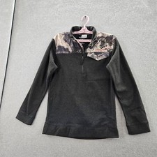 Mossy Oak Sweatshirt M Black Camouflage Fleece Outdoor 1/2 Zip Long Sleeve