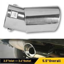 Chrome 2.5 Car Muffler Tip Exhaust Pipe Tail Throat Stainless Steel Replacement
