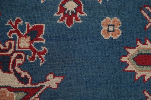 Blue/ Ivory Vegetable Dye Super Kazak Handmade Geometric Living Room Rug 8'x11' - Picture 11 of 22