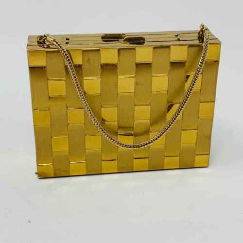 Vintage 1940s-1950s Gold Basket Weave Double Even… - image 1