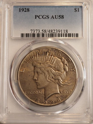 1928 P PEACE Silver Dollar **PCGS AU58  NICE** FREE SHIPPING 9118