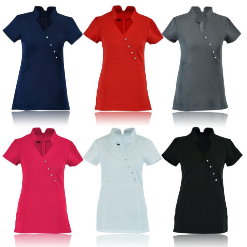 V Neck Beauty Work Hairdressing SPA Nail Salon Therapist Massage Tunic Uniform  - Picture 1 of 16