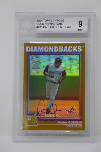 2004 Topps cromo oro refractor #235 Carlos Quentin AU/50 novato Beckett 9 - Imagen 2 de 8