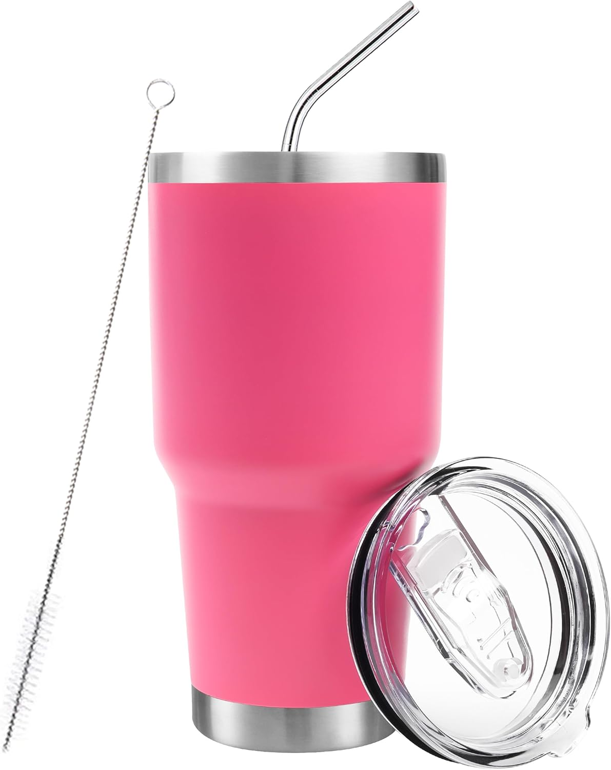 30 Oz Stainless Steel Insulated Tumbler Travel Mug with Straw Slider Lid, Cleani