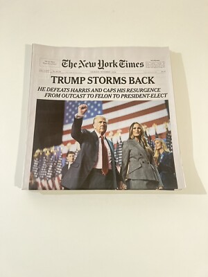 New York Times Newspaper NOVEMBER 7, 2024 Donald  TRUMP STORMS BACK  11/7/24