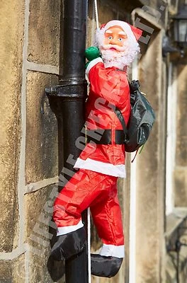 LIFESTYLE CHECKOUT UK STOCK - 90cm SANTA CLIMBING A ROPE Father Christmas Festive Decoration SOR90