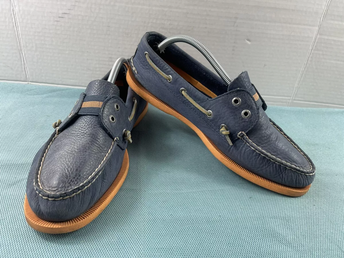 Sperry Top Sider Men Boat Shoes Blue Orange 11M Leather Slip On