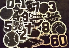 Black Chenille w/ Grey Felt Letterman Jacket Patches Crafts Decoration