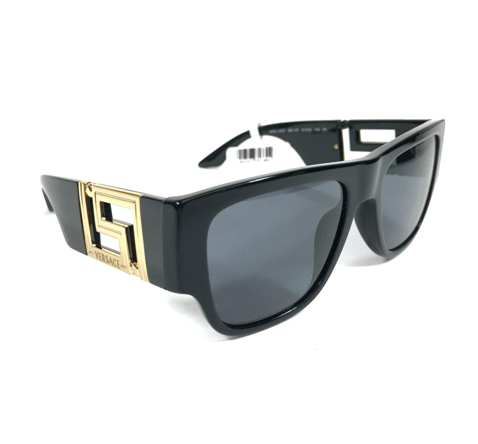 Gafas de sol Versace MOD.4403 GB1/87 pulidas negras doradas logotipo de Medusa con lentes grises Foto 4 de 4