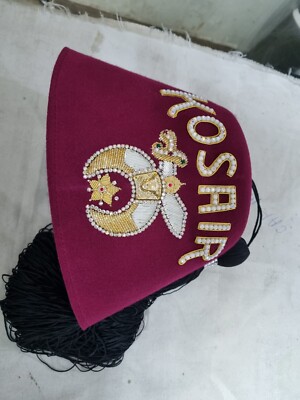 Gently used AUTHENTIC Kosair Shriners Hat & case Vintage MASONIC SHRINERS JEWELED FEZ KOSAIR HAT & FEZ HAT  main image 4