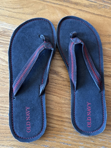 1 pair OLD NAVY Women's Size 9 flip flops/thongs pre-owned Red/Gray EUC