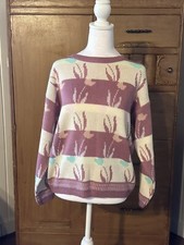 VTG College Point Floral Tulip Sweater 80s 90s Grannycore Cottagecore M READ