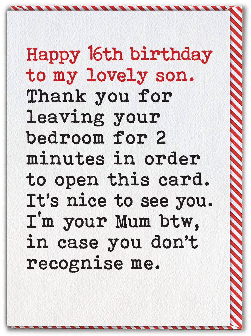 Son 16th Sixteenth Birthday Greeting Card Funny Silly Joke Cheeky Humour