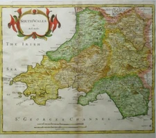 Antique map of South Wales by Robert Morden 1695