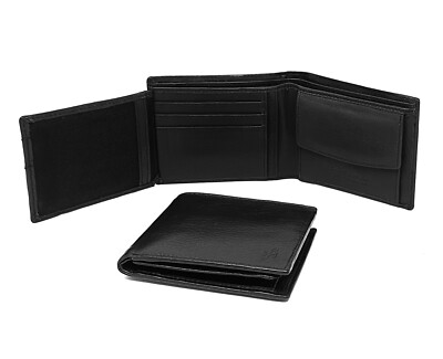 StarHide Designer Herren Schwarz Echtleder Geldbörse Münzfach Etui Geschenkbox 1217