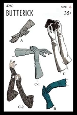 Butterick Pattern #4260 Women's GLOVES Vintage 40's Fabric Sewing Size 6 