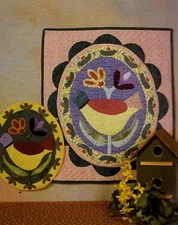 Primitive & Folk Quilt Pattern Book Applique Wool Cotton Projects Flower Animals