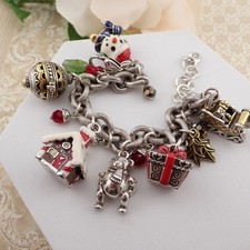 VTG Brighton Holiday Christmas Oversized Enamel 6+ Charm 8 1/2