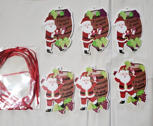 Lot of 12 I Believe in Wine Santa Christmas Ornaments New - Picture 3 of 6