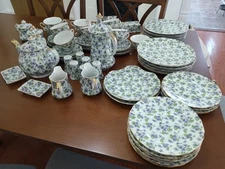Lefton Vintage China Purple Chintz