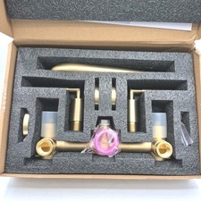 Brushed Gold Wall Mount Bathroom Faucet Dual Handle
