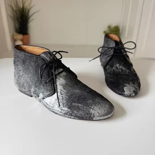 Isabel Marant Etoile Metallic Silver Calf Hair Leather Ginger Booties Size 37/7