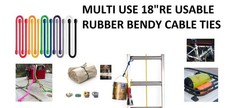 3 X 18" Silicone Rubber Rope Multi Use Straps Gear Cable Twist Tie UK
