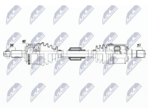 NTY Drive Shaft NPW-HY-622 For Hyundai Front Axle Right, 870 mm