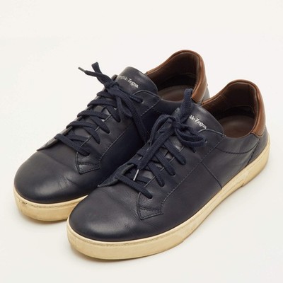 Ermenegildo Zegna Size 41 Navy BlueDark Brown Leather Low Top