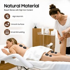 20Pcs Hot Stone Massage Kit Volcanic Basalt Stone Rock SPA Massager  Warmer Box