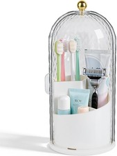 Toothbrush Holder W/ Cover Bathroom Countertop Rotating Organizer Electric Tooth