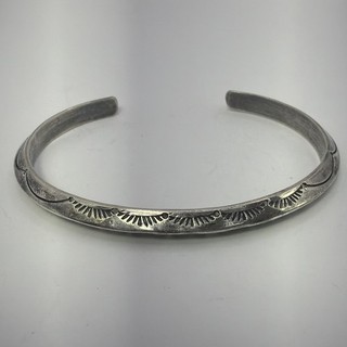 Lag Zuni Sterling Silver Stamped Native American Cuff Bracelet 8” 29.22g