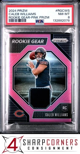 2024 PANINI PRIZM ROOKIE GEAR PINK #RGCWS CALEB WILLIAMS RC PSA 8