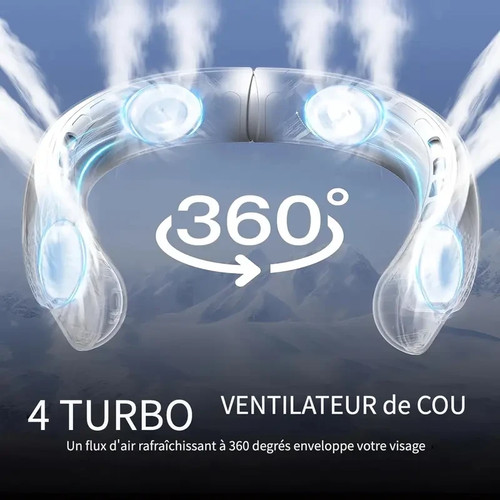 VENTILATEUR DE COU PORTABLE LÉGER SOUPLE SANS PALE 3 VITESSES RECHARGEABLE USB - Foto 4 di 7